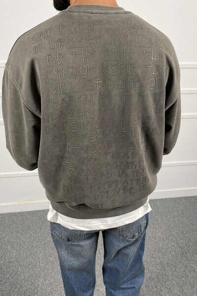 Alışveriş Sokağı Day Baskılı Yıkamalı Bisiklet Yaka Oversize Sweatshirt | STK2082-Sweatshirt