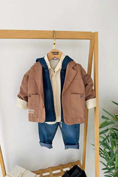 Minigimin Cicileri Комплект от 4 части за момчета Miniğimin Cicileri Denim Ja...