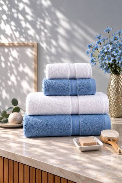 GOLDROOM Can 4-Piece Hamam Set 2 Pieces 90*140 and 2 Pieces 50*90