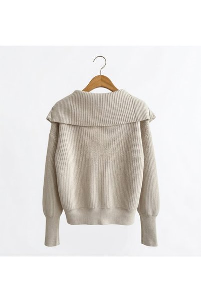 FLEX FASHION tricot elastic pentru femei, cu fermoar, cu guler răsturnat, tricot popular, cardigan