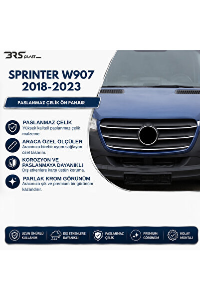 BRSPLAST Mercedes Sprinter W907 Uyumlu 2018 Ve Üzeri Krom Ön Panjur 5 Parça P...