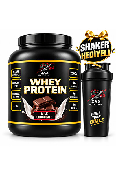 zax nutrition Milk Chocolate Whey Protein 2000 Gr + Mini Shaker Gift