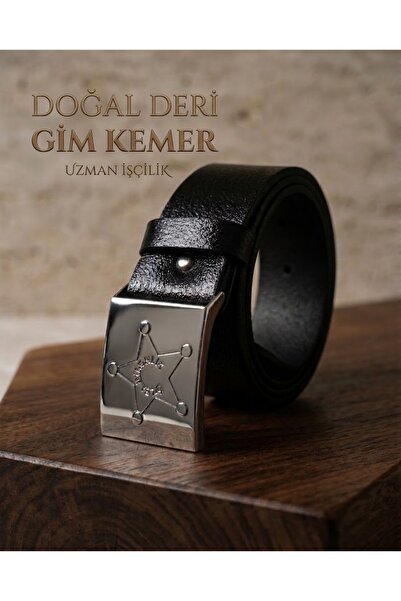 Gim Kemer 4.5 cm Hakiki Deri Özel Güvenlik Kemeri - Siyah Unisex Security Kemer