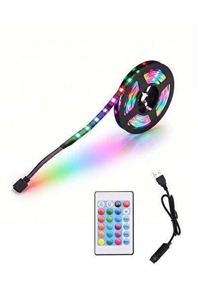 Lawazim شريط إضاءة LED بطول مترين بتقنية RGB مع منفذ USB - إضاءة لاصقة مرنة م...