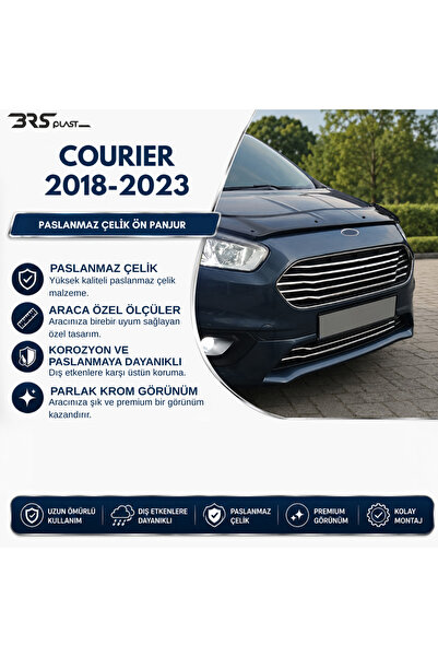 BRSPLAST Ford Courier Uyumlu 2017-2023 Krom Ön Panjur 7 Parça Paslanmaz Çelik