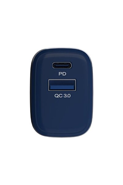 Nautica CH80 20W PD Hızlı Şarj Adaptörü USB-C USB-A Duvar Şarj Cihazı QC 18W Navy