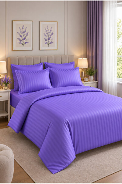 Vintero Home طقم غطاء لحاف مزدوج من الساتان القطني 100% مقاس 200x220 سم