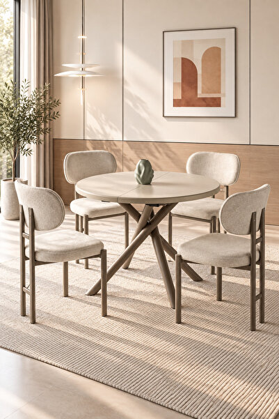 Lisso Home Duru Açılır Masa İtalyan Metal Ayak 100(+35) Çap Kum Beji Tabla-İt...
