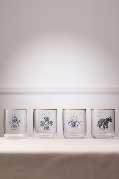 Rakle Lucky Charm Set of 4 Coffee Side Glasses 280 cc