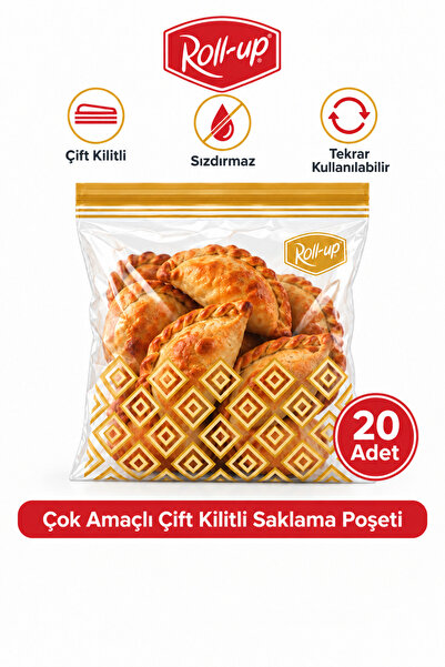 Roll-Up Çift Kilitli Buzdolabı ve Gıda Saklama Poşeti 1,2 L 20 Adet