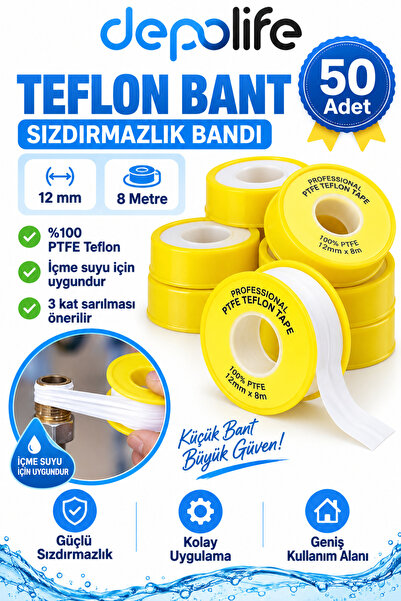 Depolife Teflon Sızdırmazlık Bandı Sıhhi Tesisatcı Boru Montaj Bandı Paso Tef...