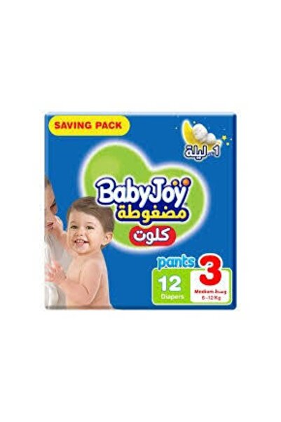 BabyJoy بنطلون قصير، مقاس 3، متوسط، 6-12 كجم، عبوة توفير، 12 حفاضة