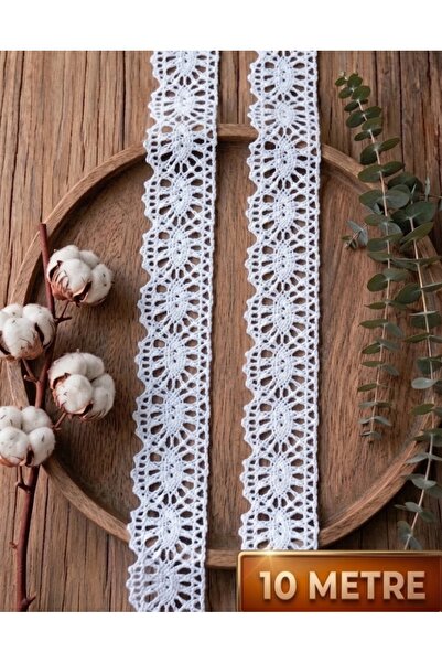 Ak Tuhafiye 10 Metre Beyaz Dantel-Kopanaki Şerit 10 Metre, 2.5 cm Genişlik No...