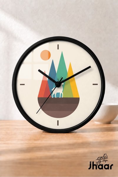 JHAAR Modern Wall Clock with Colorful Sailboat Figure - Large L 35 cm - Black...
