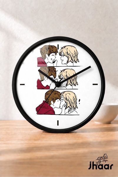 JHAAR Moderni zidni sat za romantične parove - Veliki XL 42 cm - Crno kućište...