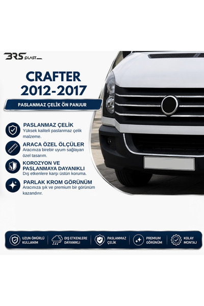 BRSPLAST Volkswagen Crafter Uyumlu 2012-2017 Krom Ön Panjur 6 Parça Paslanmaz...