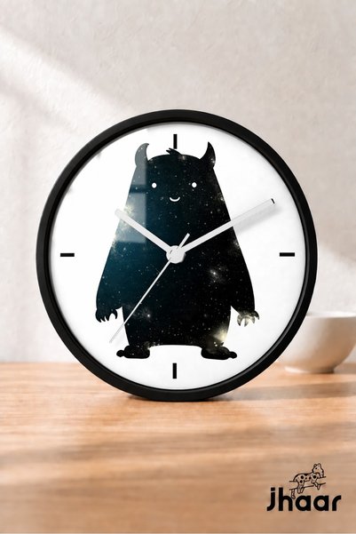 JHAAR Ceas de perete modern cu figurină neagră drăguță de monstru - XL mare 4...