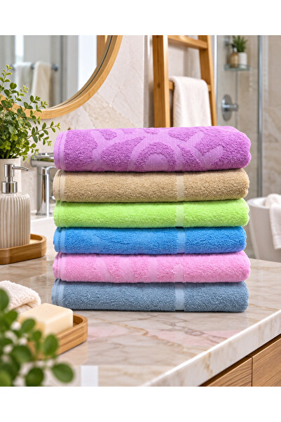 HOME MOD STORE 6 Adet 70X140CM Büyük Boy & Pamuklu & Yumuşak & Renkli Banyo H...