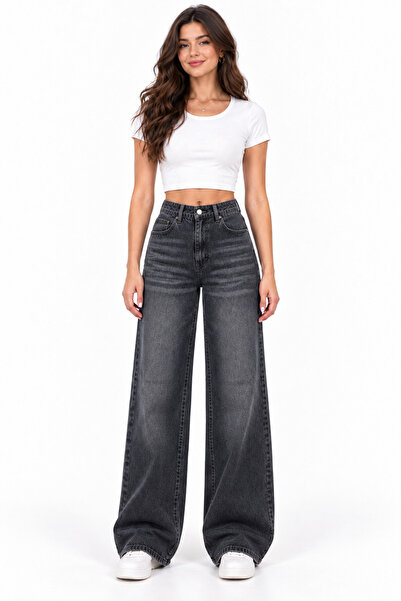 Weekeep Yıkamalı Gri Retro Baggy Jean Pantolon