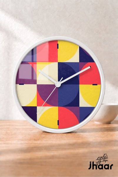 JHAAR Colorful Quadrant Circle Mosaic Modern Wall Clock - Medium Size 30 cm -...