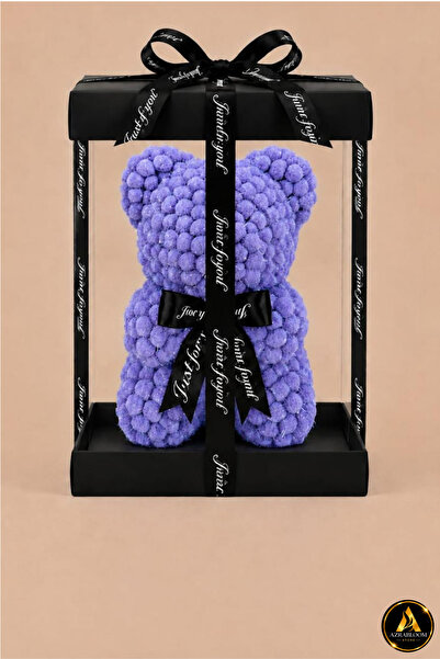 PURPLE POMPOM TEDDY -MOR PONPON AYICIK