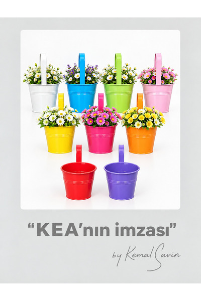 kemal savin Dekoratif Saksı,Askılı Ferforje Renkli Saksı,Metal Saksı ,Karışık...
