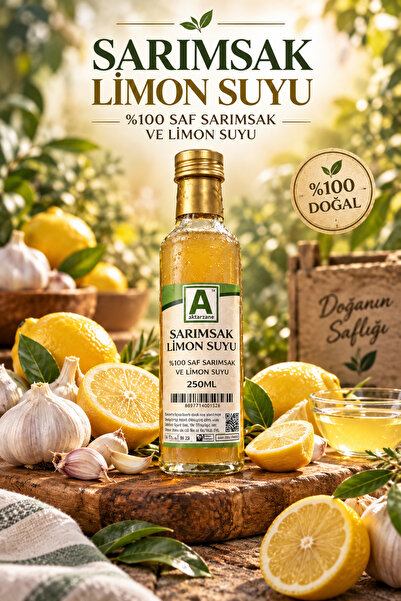 Aktarzane Limon Sarımsak Kürü %100 Saf Sarımsak ve Limon Suyu 250 ml Katkısız...