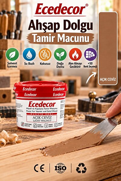 ecedekor Açık Ceviz Ahşap Tamir ve Dolgu Macunu 200 Gr – Mobilya, Masif Ahşap...