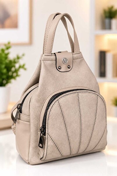 HNB ÇANTA Women's Backpack Model Mv059 Beige