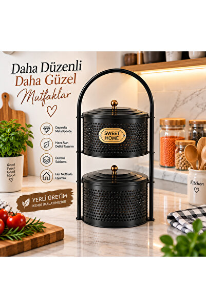 Doğa Dizayn 2 KATLI ERGO TUTMA SAPLI SİYAH RENK SEBZELİK Çok Amaçlı Açılabile...