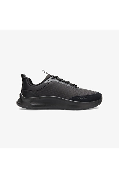 Calvin Klein Erkek Kalın Topuk Deri Bağcıklı Rahat Taban Siyah Sneaker