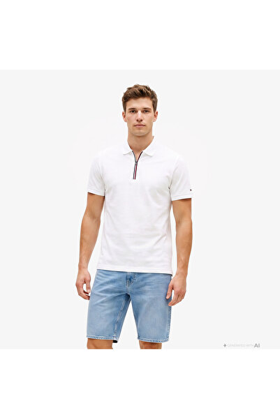 Tommy Hilfiger Erkek Normal Kalıp Kolu Bayrak Logolu Pamuklu Yarım Fermuarlı ...