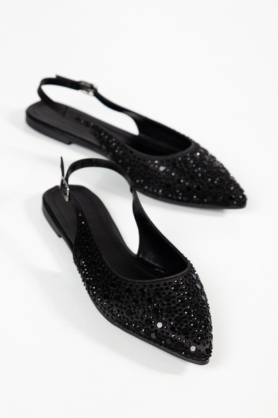 HMS moda Women's Pearl Stone Embellished Luxury Satin Decorated Ballerinas