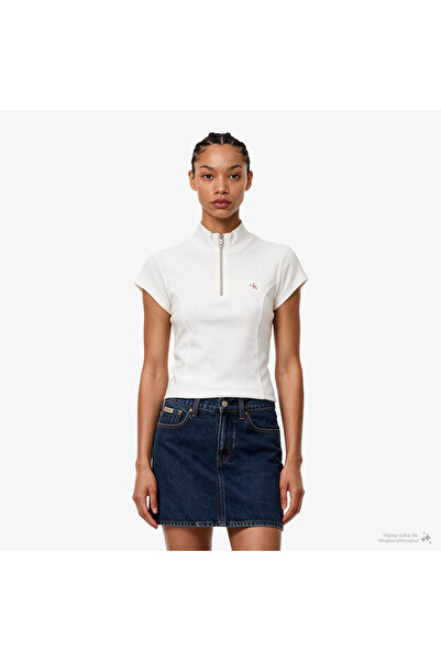 Calvin Klein Pamuklu Logolu Slim Fit Fermuarlı Dik Yaka Top LV047G240GYAF TOP...