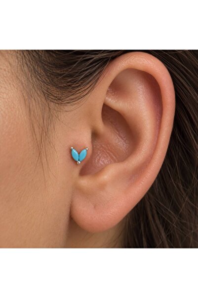 Arescollection Cerrahi Çelik Tragus Helix Conch Lobe Uyumlu Renkli Taşlı Pier...