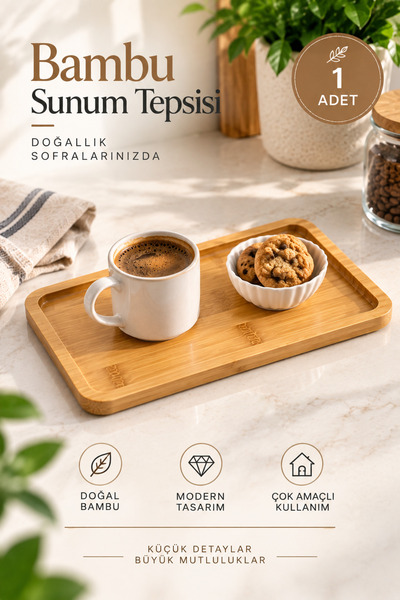 Reona 1 Adet Bambu Dikdörtgen Sunum ve Servis Tepsisi – Doğal Bambu Kahvaltı ...