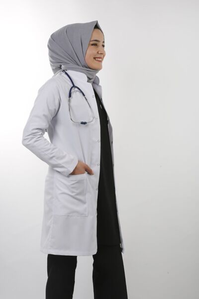 EMIR Kadın Beyaz Uzun Kollu 90 Cm Hakim Yaka Alpaka Öğretmen Doktor Eczacı He...