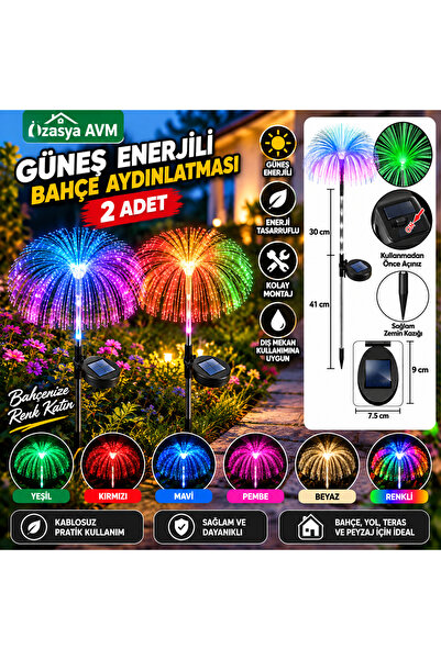 Özasya AVM 2 Lİ Solar Güneş Enerjili Bahçe Aydınlatması Denizanası Bahçe Işık...