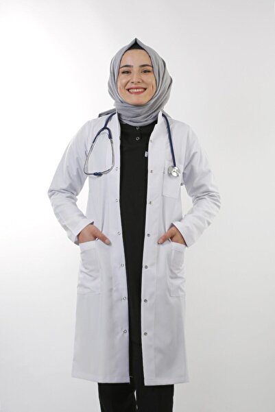 EMIR Kadın Beyaz Uzun Kollu Maksi Boy Hakim Yaka Alpaka Öğretmen Doktor Eczac...