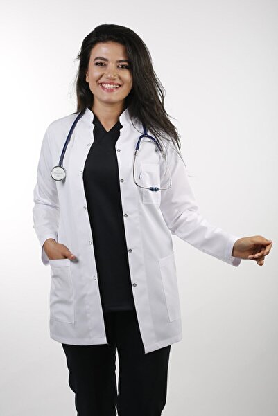 EMIR Kadın Beyaz Uzun Kollu 80 Cm Hakim Yaka Alpaka Öğretmen Doktor Eczacı He...