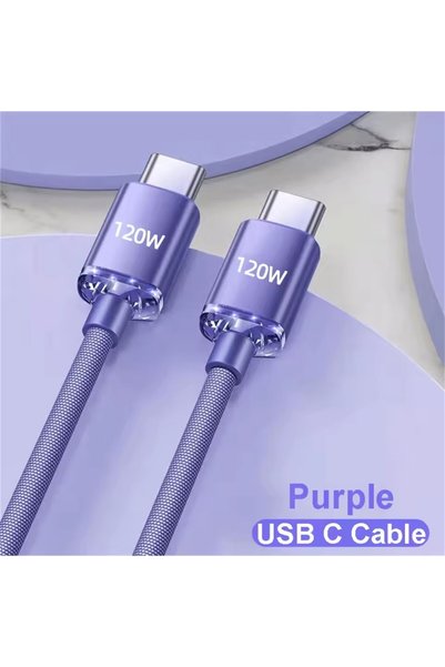 Choice15 1m Purple C TO C 120W Cable Super Fast Charging USBA To Type C To US...
