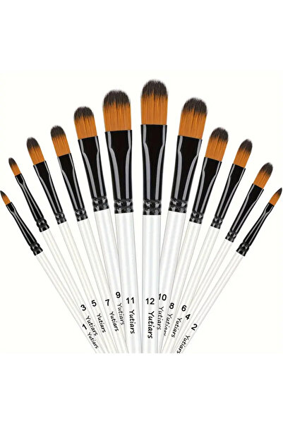 Choice filbert 12pcs Filbert Artist Brushes with Nylon Tips - Wood Handle Pro...
