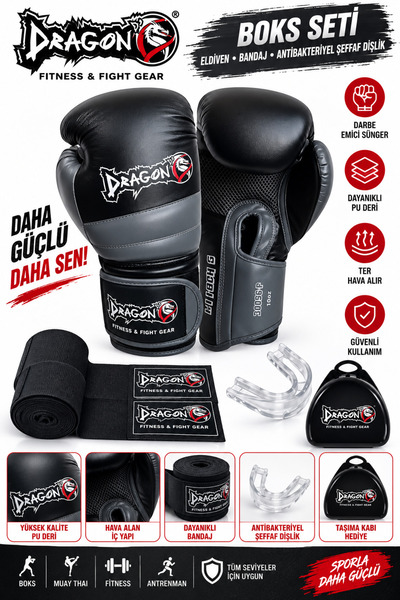 Dragondo Dragon Attack 6 Boks Eldiveni Kick Boks Muay Thai Boks Eldiveni Band...