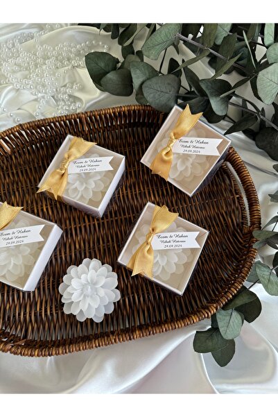 Gami Handmade Kutulu Lotus Mum Söz, Nişan, Nikah, Mevlüt, Doğum günü, Düğün, ...