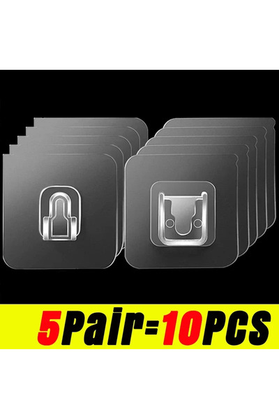Choice 5Pairs-(10PCS) Double-Sided Self Adhesive Wall Hooks Strong Sticky Tra...