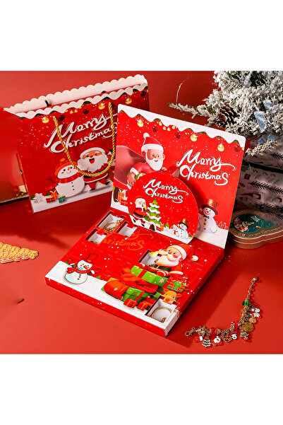 miraza Calendar Advent Bijuterii, 24 Zile cu Surprize,Kit de Fabricat Bratari cu Charmuri, Pandantive, Rosu