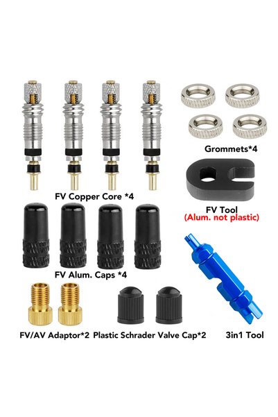 Choice3 Kit 11 Bicycle Presta Tubeless Valve Core Kit Removable Aluminum Allo...