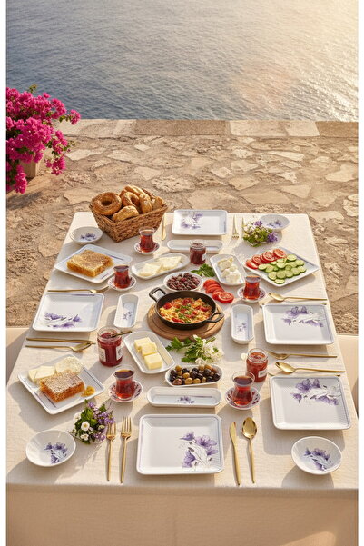 ers erbaşlar Lila Lotus 14 Piece Luxury Breakfast Set for 6 People Breakfast ...