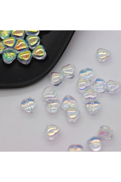 Choice Candy AB 20pcs AB Color Heart Beads 6mm Red Czech Glass Loose Spacer B...
