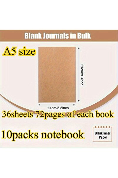 Choice 10packs 10packs A5 Blank Paper Journal Notebooks with Kraft Paper Cove...